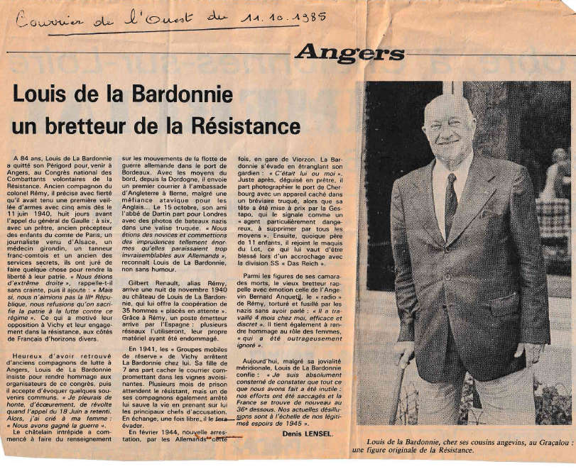 Article Courrier de l'Ouest 1985